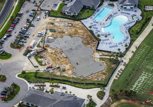 Commercial concrete pad poured for the Babcock Ranch clubhouse amenity center